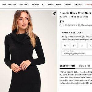 Lulu's Black Turtleneck Sweater Dress
